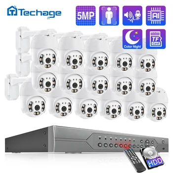 Techage 16CH HD 5MP PTZ AI POE NVR Kit Turvalisuse Kaamera Süsteem, kahesuunaline Audio Väljas P2P CCTV Video IP Kaamera Järelevalve Komplekt