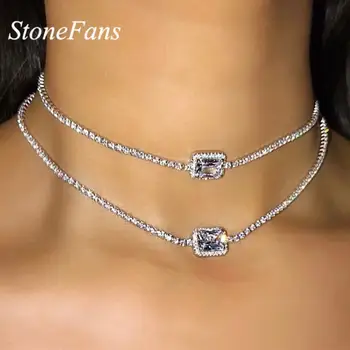 StoneFans Roosa Moe Uus Crystal Choker Kaelakee Naised Avaldus Luksus Disainer Naiste Ehted Kaelakeed Rhinestone Kett